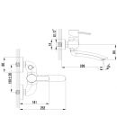 LM3214C - Смеситель для ванны с поворотным  плоск. изливом 162мм, дивертор с кер. пласт, с акс.