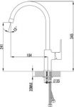 LM3405C - Смеситель для кухни с высоким поворотным изливом, хром