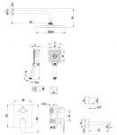 LM4322C - Смеситель для ванны и душа встраиваемый с дополнительной 3-функциональной лейкой, хром