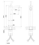 LM5109S - Смеситель для  умывальника высокий монолитный, сталь